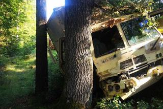 Amerykańska ciężarówka - zderzenie z drzewem 