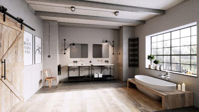 Designerska łazienka w stylu industrialnym. Efektowna i funkcjonalna