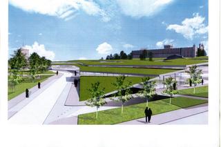 Konkurs na projekt podzamcza w Lublinie (2012); wyróżnienie honorowe. Autorzy: A. Buczkowska-Orlińska, G. Chodkowski, S. Gzell, J. Kessler–Milewska. Widać główną zasadę kompozycji: zielone dachy, schodzące w dół od wzgórza zamkowego