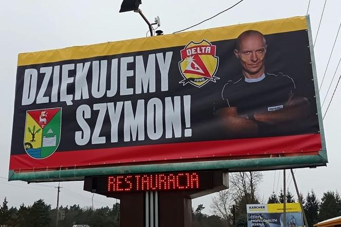 Billboard na powitanie Szymona Marciniaka