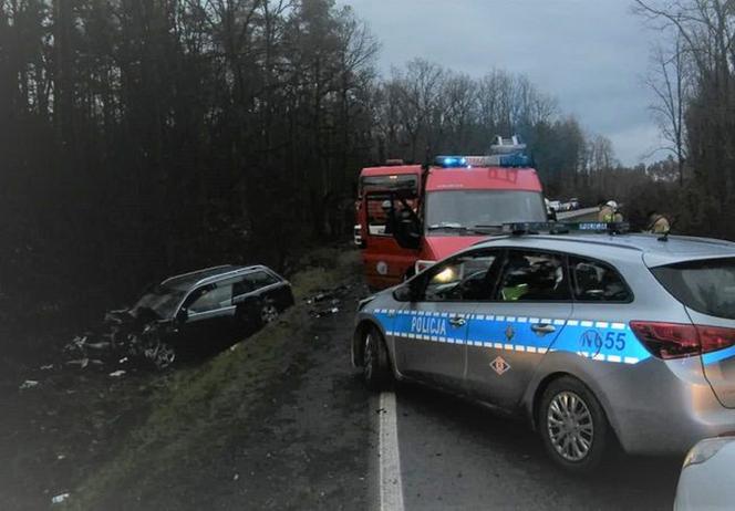 Poważne zderzenie czołowe na drodze krajowej K55