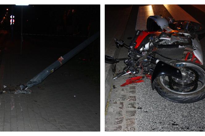 Grudziądz: Policjanci odebrali prawo jazdy motocykliście, który uderzył w słup z latarnią oświetleniową [ZDJĘCIA]