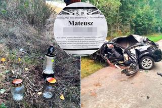 Tragiczny wypadek w woj. lubelskim. 21-letni Mateusz pędził bez zapiętych pasów. Wypadł z auta przez szybę [ZDJĘCIA]