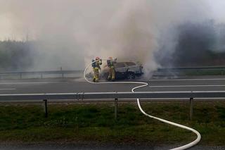 Pożar osobówki na autostradzie A4 w Brzesku