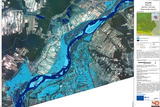 Zdjęcie satelitarne powodzi w gminie Wilków - powiększenie