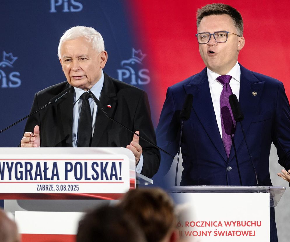 Zdjęcie przedstawia Jarosława Kaczyńskiego i Szymona Hołownię podczas wystąpień publicznych.  Obraz ilustruje artykuł na portalu Super Biznes dotyczący wezwania Kaczyńskiego do Hołowni w sprawie pilnego rozpatrzenia ustaw o zamrożeniu cen energii.  Więcej informacji na temat tej ważnej dla Polaków sprawy znajdziesz na Super Biznes.