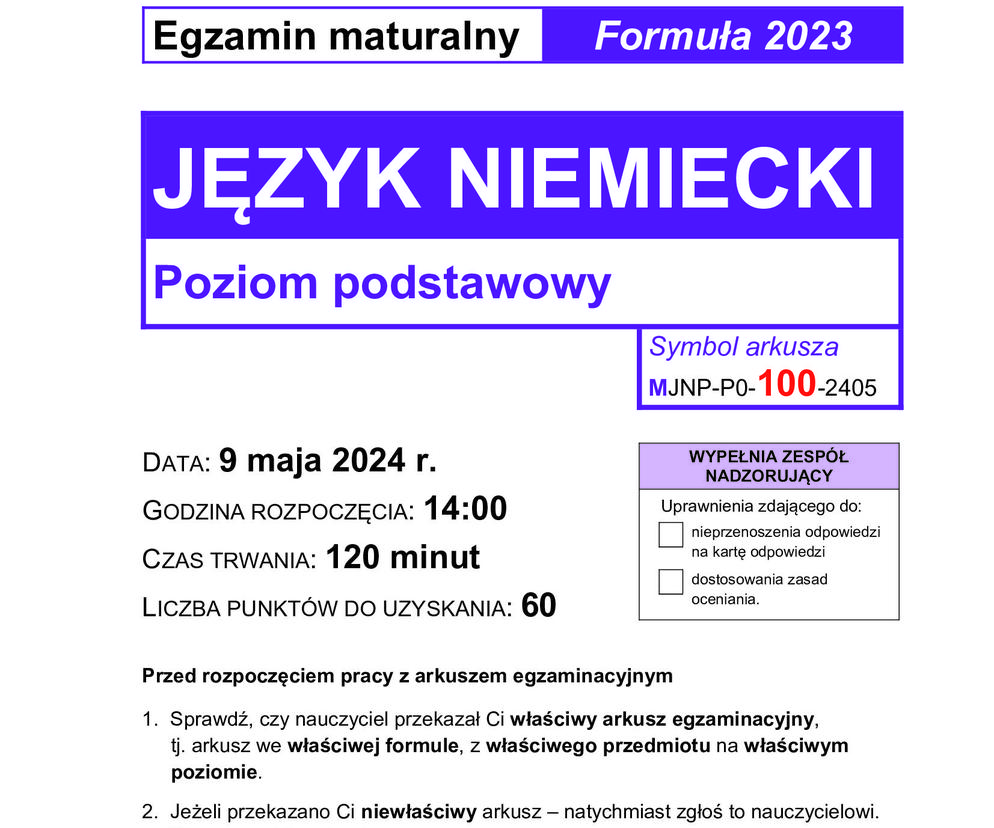 Matura 2024 niemiecki. Nowa formuła