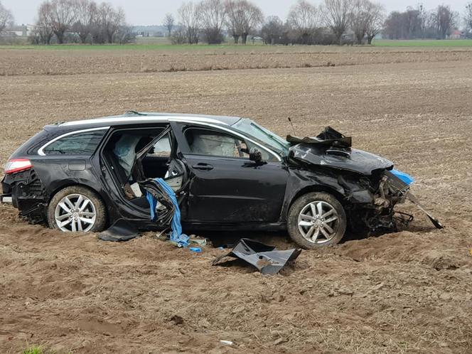 Płock: Dwie osoby POWAŻNIE RANNE w dachowaniu auta! Interweniował helikopter LPR [ZDJĘCIA]