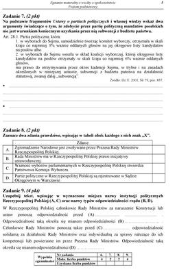 MATURA 2012, WOS poziom PODSTAWOWY - ARKUSZE, PYTANIA, ZADANIA, ODPOWIEDZI