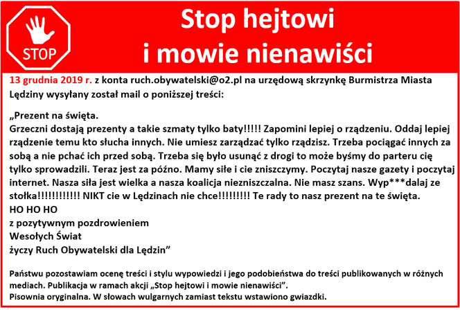 Burmistrz Lędzin dostaje pogróżki na maila. "Spierd***j z ratusza!"