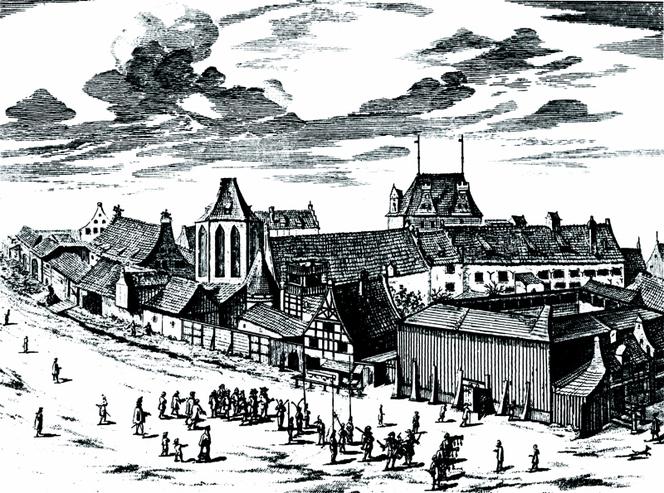 Szkoła Fechtunku ok. 1660 r. Rycina Petera Willera