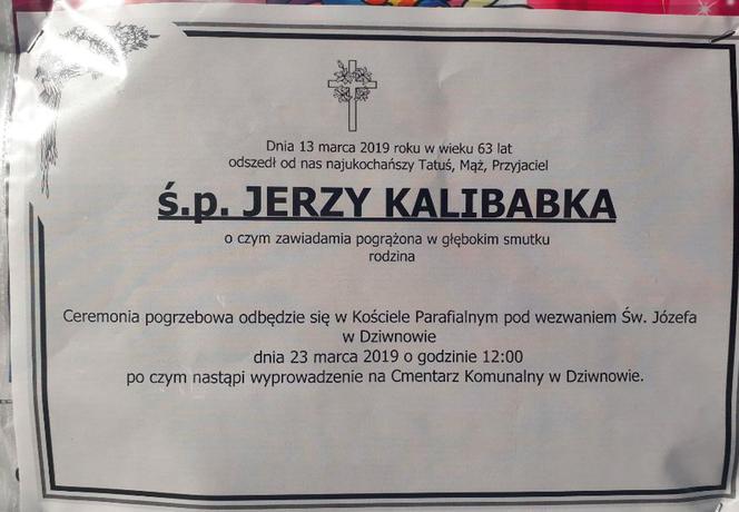 ś. p. Jerzy Kalibabka - klepsydra