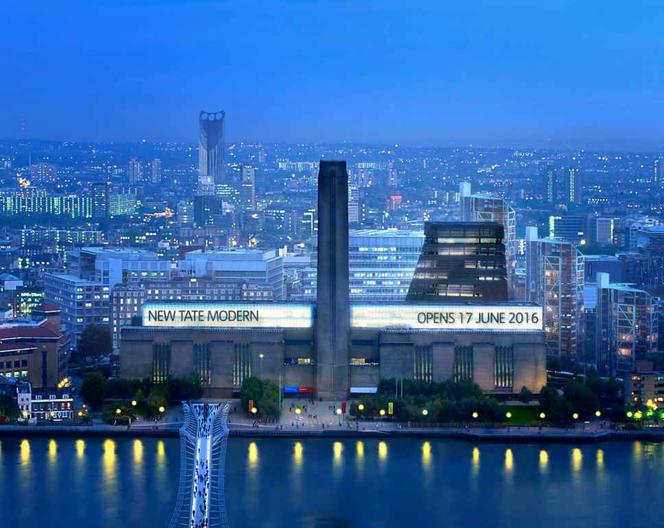 Rozbudowa tate Modern w Londynie. Widok od strony rzeki 
