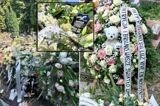 Biały miś strzeże grobu Patrycji i Bruna