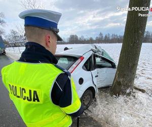 Śląskie: Koszmarny wypadek. 24-latka jechała z dwójką dzieci. Jej auto wbiło się w drzewo. Interweniował LPR