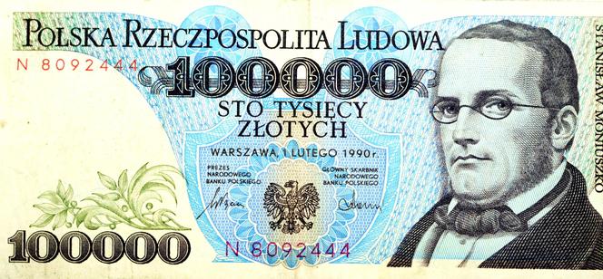Polska PRL 100 000 Złotych 1990 - Stanisław Moniuszko
