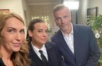 M jak miłość nowy sezon. Viola (Magdalena Waligórska), Magda (Anna Mucha), Andrzej Budzyński (Krystian Wieczorek) na planie