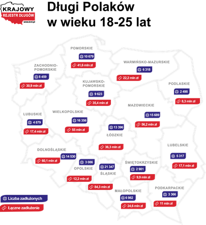 Mapa zadłużenia młodych Polaków