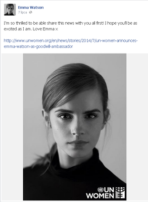 Emma Watson została Ambasadorką Dobrej Woli ONZ