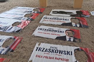 Łowca głów Rafała Trzaskowskiego w rękach policji. Pociął 50 transparentów wyborczych!