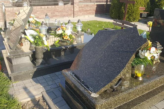 Zniszczone groby na cmentarzu w Żmigrodzie