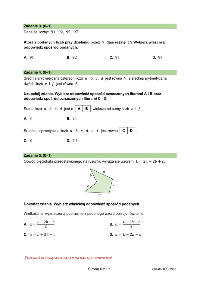 Egzamin ósmoklasisty 2025 - matematyka