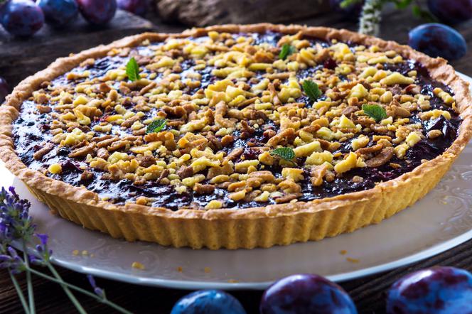 Tarta śliwkowo-czekoladowa na kruchym cieście