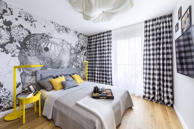 Aranżacja sypialni: kolory szary i żółty tylko tłem dla wyjątkowych lamp!