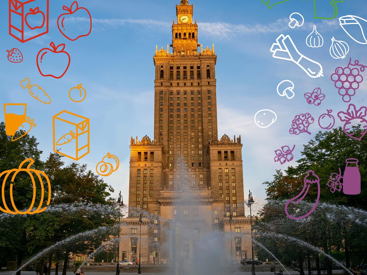 Pałac w 5 kolorach zdrowia. Iluminacja PKiN na Światowy Dzień Owoców i Warzyw