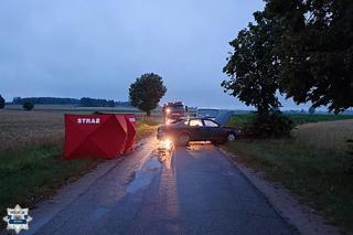 Młody kierowca trzasnął audi w drzewo. 36-latek ni żyje, nastolatek w ciężkim stanie