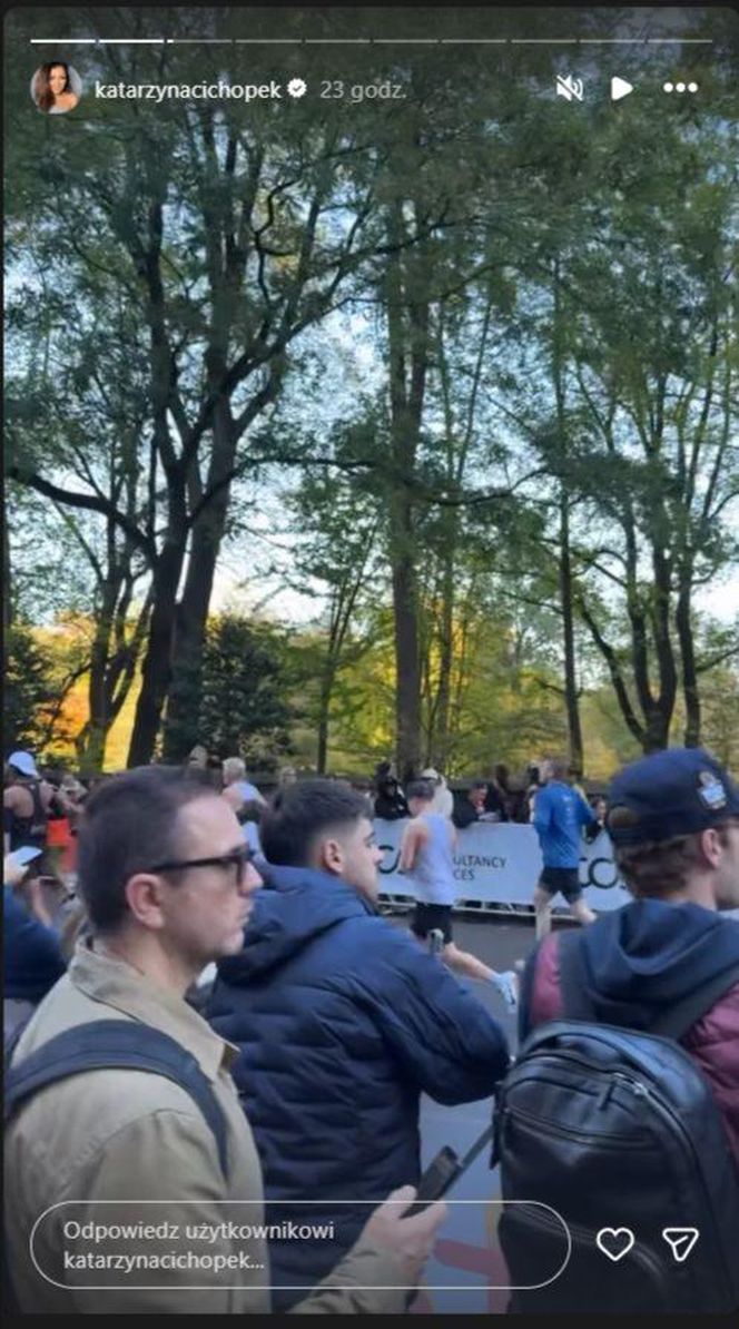 Katarzyna cichopek dopinguje męża na Maratonie Nowojorskim