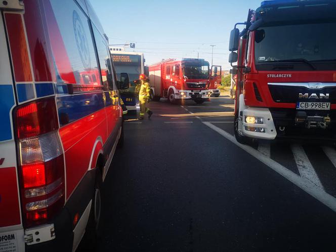 Wypadek na rondzie Jagiellonów w Bydgoszczy