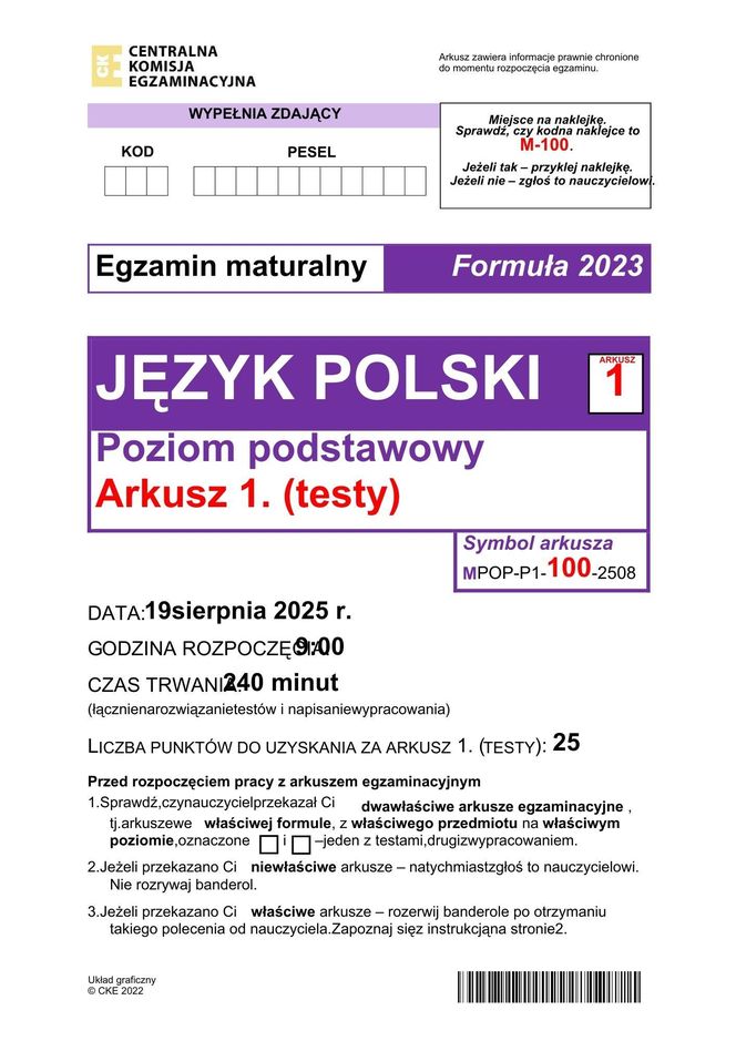 Maura poprawkowa 2025 FORMUŁA 2023