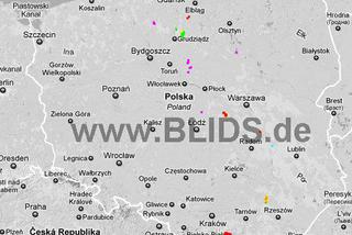 Burze w Polsce 6.07.2012 - MAPKA z godz. 12.15-14.15