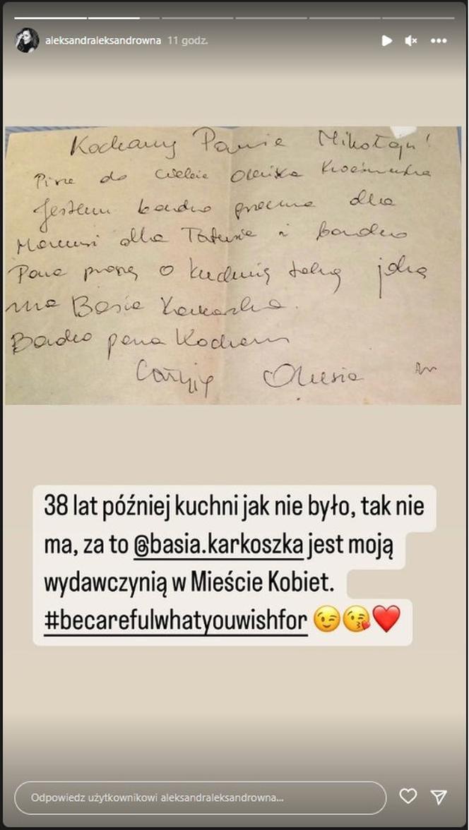 Ola Kwaśniewska napisała list do św. Mikołaja