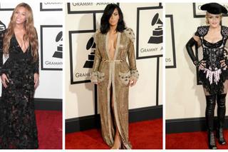 Wielkie dekolty na Grammy 2015: Beyonce, Kim Kardashian, Madonna, Lady Gaga pokazały piersi!