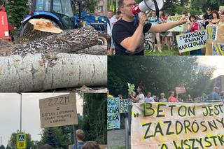 Protest mieszkańców przeciwko wycince drzew pod budowę tramwaju do Mistrzejowic. Tłumy przy ul. Młyńskiej [ZDJĘCIA]