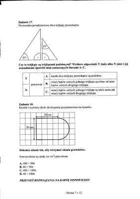 Egzamin gimnazjalny 2012 - MATEMATYKA 25.04.2012 - ODPOWIEDZI, ARKUSZE, PYTANIA, ROZWIĄZANIA. Test gimnazjalny 2012