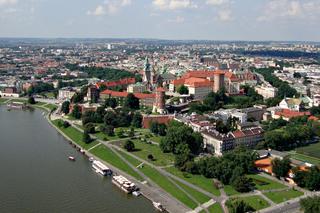 Widok z balonu widokowego na Kraków