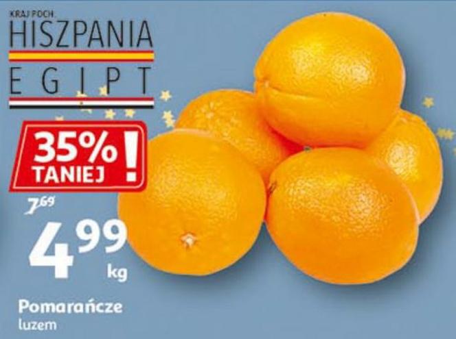  pomarańcze 4,99 zł, gruszki 4,49 zł
