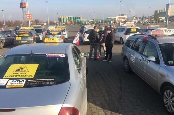 Protest taksówkarzy w Poznaniu
