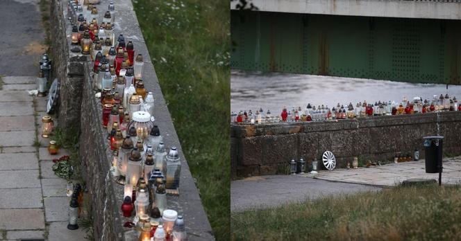 Mieszkańcy palą znicze w miejscu tragicznego wypadku przy moście Dębnickim