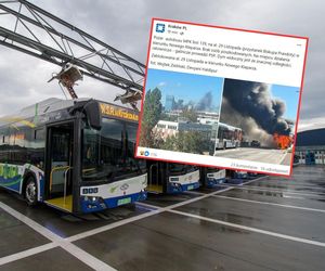 Pożar autobusu MPK w centrum Krakowa. Kłęby dymu były widoczne w niemal całym mieście