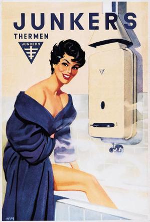 Ok. 1955: Plakat reklamujący termy marki Junkers