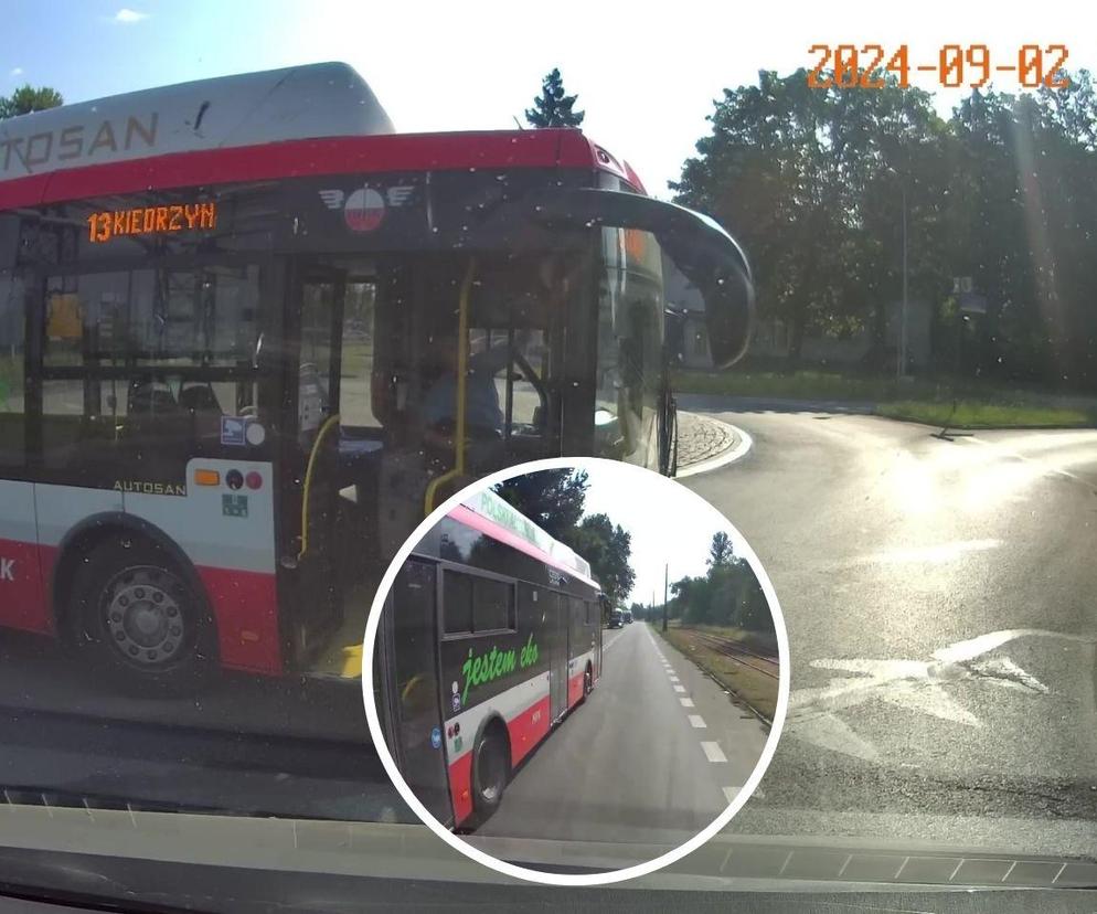 Kierowca autobusu z Częstochowy zaszalał na drodze. Jechał na czołówkę z ciężarówką, zablokował rondo