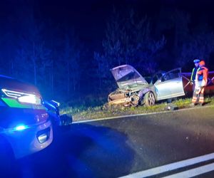 Tragiczny wypadek pod Ostrowią Mazowiecką. Audi huknęło w przepust, z auta wypadli dwaj mężczyźni