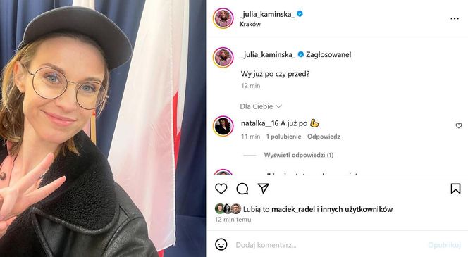 Wybory 2025: Tak głosują gwiazdy - Julia Kamińska