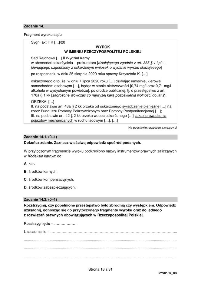 Matura 2025: WOS poziom rozszerzony 13.05.2025. ARKUSZE CKE [Formuła 2015]	