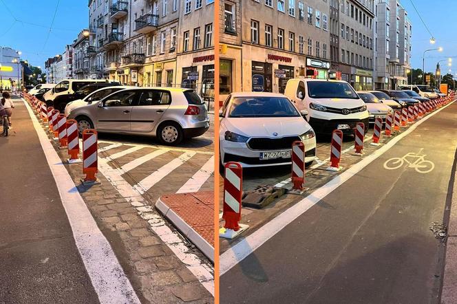 Słupkoza opanowała Wrocław. Wszystko przez to, że kierowcy parkują na ścieżce rowerowej 