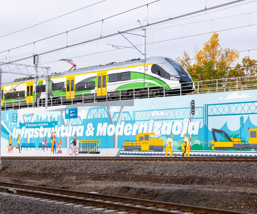 Mural przy stacji kolejowej Warszawa Zachodnia – element kampanii „Bezpieczny Przejazd”